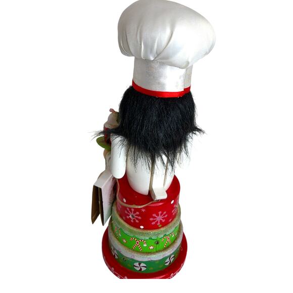 Pier 1 Light Up LED Wooden Nutcracker Chef on Christmas Cake - Picture 5 of 9
